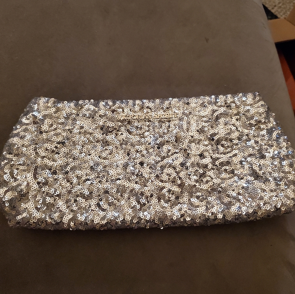 Victoria's Secret silver sequin clutch NWT